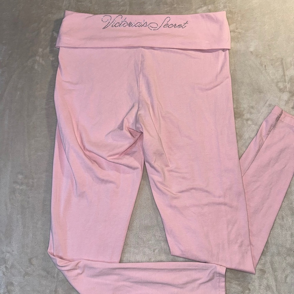 Victoria Secret Pink Rhinestone Foldover Leggings Y2K Yoga Pants Large Long